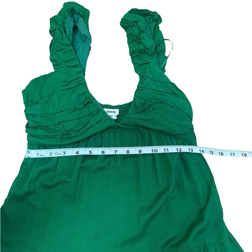 Jason Wu sleeveless emerald green linen blend maxi boho cottagecore resort dress - Picture 10 of 11